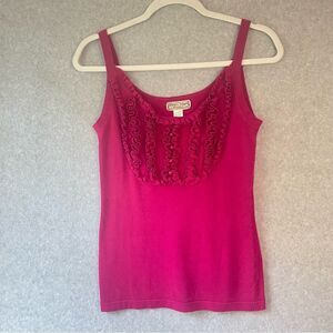 Effie's Heart Knit Ruffle Tank Top Pink Coquette Y2K Size Small